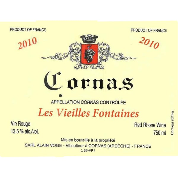 Rượu vang đỏ Alain Voge Cornas Les Vieilles Fontaines 2010