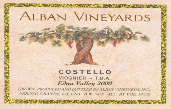 Rượu vang trằng Alban  Costello T.B.A. Viognier 2000