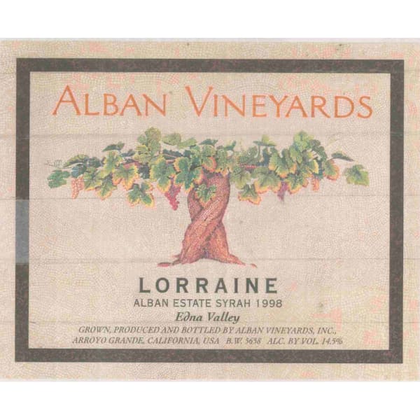 Rượu vang đỏ Alban Lorraine Estate Syrah 2000