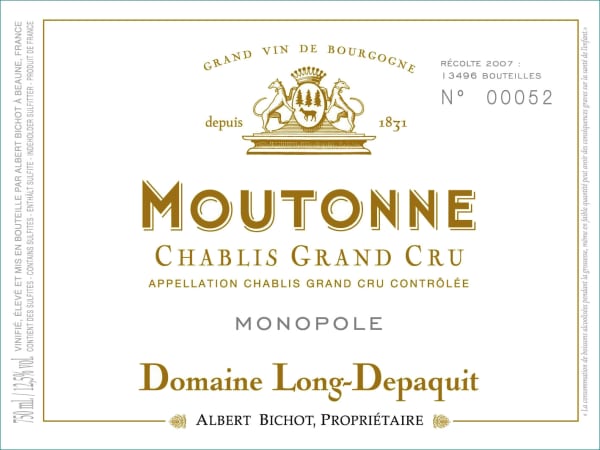 Rượu vang trằng Albert Bichot Chablis Moutonne Grand Cru 2013