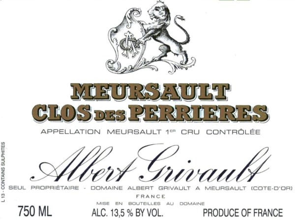 Rượu vang trằng Albert Grivault Meursault Clos des Perrieres Premier Cru 2014