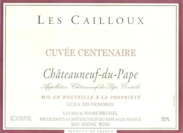 Rượu vang đỏ Andre Brunel Chateauneuf-du-Pape Les Cailloux Cuvee Centenaire 2015