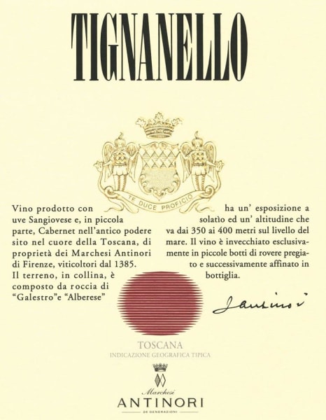 Rượu vang đỏ Antinori Tignanello (chai Magnum 1,5 lít) 2015