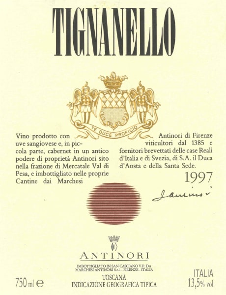 Rượu vang đỏ Antinori Tignanello (chai 3 lít) 1997