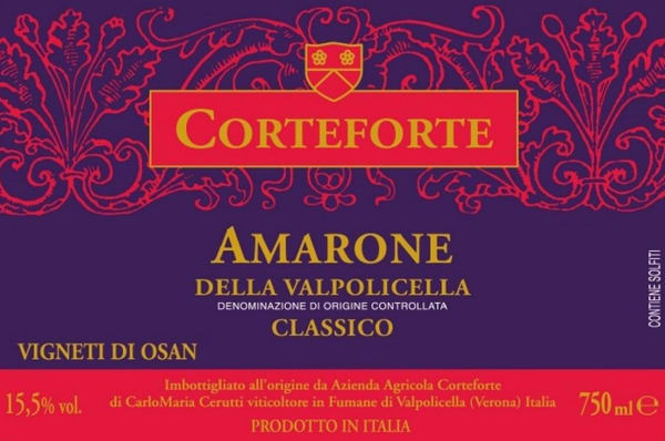 Rượu vang đỏ Azienda Agricola Corteforte Amarone della Valpolicella Vigneti di Osan Classico 2012