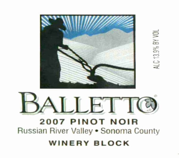 Rượu vang đỏ Balletto Winery Winery Block Pinot Noir 2007