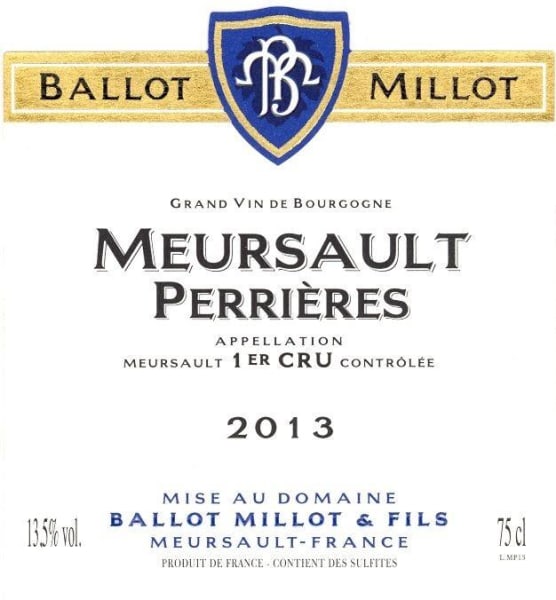 Rượu vang trằng Ballot-Millot Meursault Perrieres Premier Cru 2013