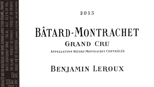 Rượu vang trằng Benjamin Leroux Batard-Montrachet Grand Cru 2013