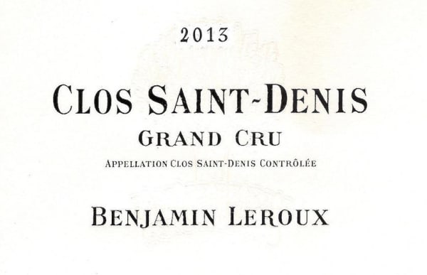 Rượu vang đỏ Benjamin Leroux Clos Saint-Denis Grand Cru 2013