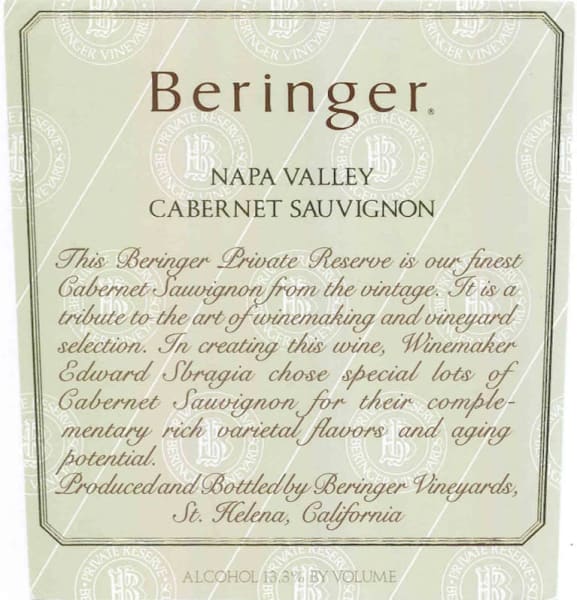 Rượu vang đỏ Beringer Private Reserve Cabernet Sauvignon (chai 3 lít) 2001