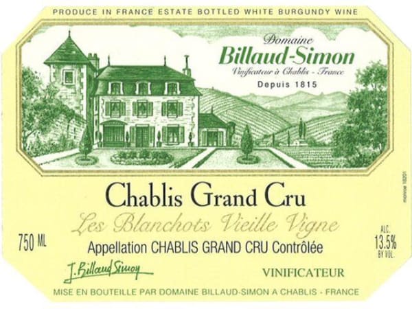 Rượu vang trằng Billaud-Simon Chablis Les Blanchots Vielle Vigne Grand Cru 2014