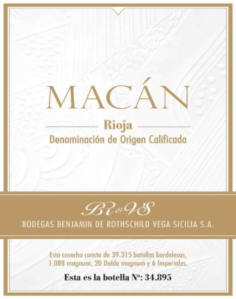 Rượu vang đỏ Bodegas Benjamin Rothschild and Vega Sicilia Macan (chai Magnum 1,5 lít) 2017