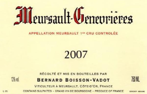 Rượu vang trằng Boisson-Vadot Meursault-Genevrieres Premier Cru 2007