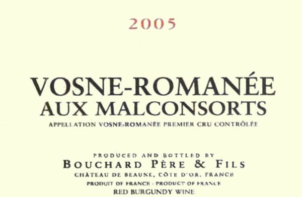 Rượu vang đỏ Bouchard Pere & Fils Vosne-Romanee Aux Malconsorts Premier Cru 2005
