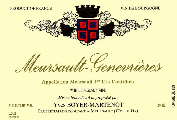 Rượu vang trằng Boyer-Martenot Meursault-Genevrieres 2012