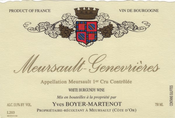 Rượu vang trằng Boyer-Martenot Meursault Genevrieres Premier Cru 2015