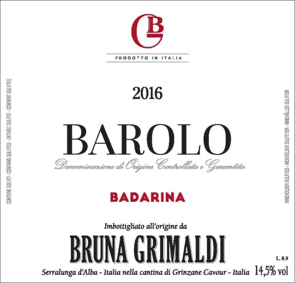 Rượu vang đỏ Bruna Grimaldi Barolo Badarina (chai 3 lít) 2016