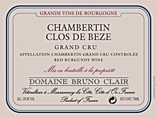 Rượu vang đỏ Bruno Clair Chambertin-Clos de Beze Grand Cru 2011