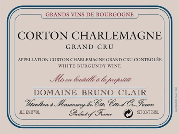 Rượu vang trằng Bruno Clair Corton-Charlemagne Grand Cru 2011