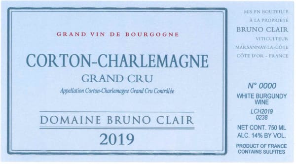 Rượu vang trằng Bruno Clair Corton-Charlemagne Grand Cru 2019