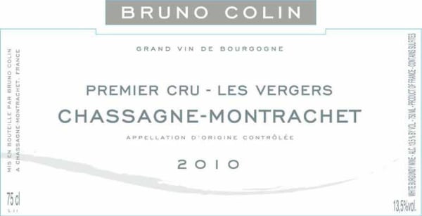 Rượu vang trằng Bruno Colin Chassagne-Montrachet Les Vergers Premier Cru 2010