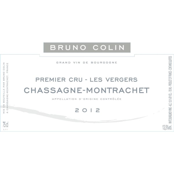 Rượu vang trằng Bruno Colin Chassagne-Montrachet Les Vergers Premier Cru 2012