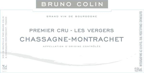 Rượu vang trằng Bruno Colin Chassagne-Montrachet Les Vergers Premier Cru 2018