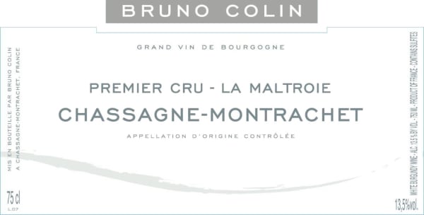 Rượu vang trằng Bruno Colin Chassagne-Montrachet Maltroie Premier Cru 2016
