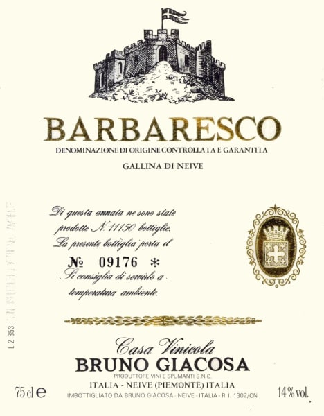 Rượu vang đỏ Bruno Giacosa Barbaresco 1990