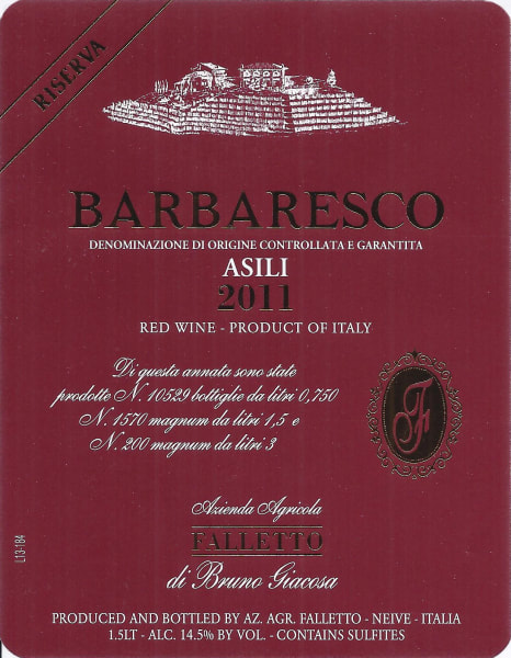 Rượu vang đỏ Bruno Giacosa Barbaresco Asili 2011