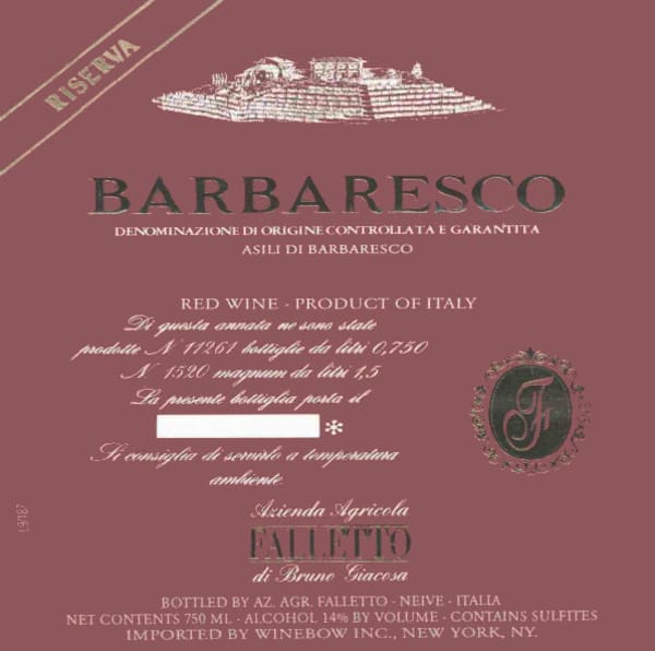 Rượu vang đỏ Bruno Giacosa Barbaresco Asili Riserva 2004