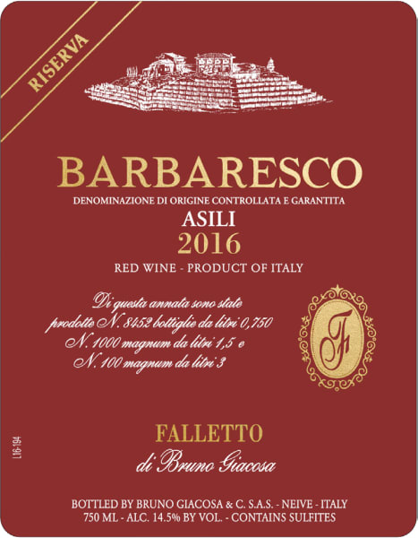 Rượu vang đỏ Bruno Giacosa Barbaresco Asili Riserva 2016