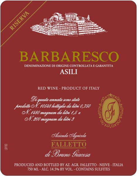Rượu vang đỏ Bruno Giacosa Barbaresco Asili Riserva (chai 3 lít) 2007