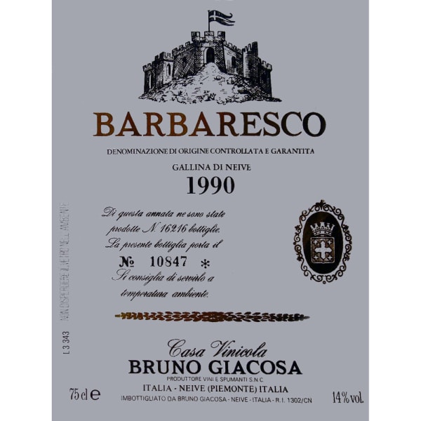 Rượu vang đỏ Bruno Giacosa Barbaresco Gallina 1990
