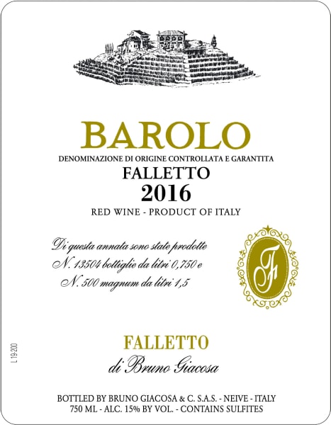 Rượu vang đỏ Bruno Giacosa Barolo Falletto 2016