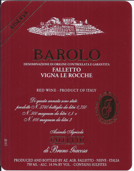 Rượu vang đỏ Bruno Giacosa Barolo Le Rocche del Falletto Riserva 2016