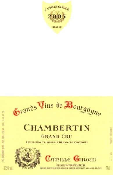 Rượu vang đỏ Camille Giroud Chambertin Grand Cru 2005