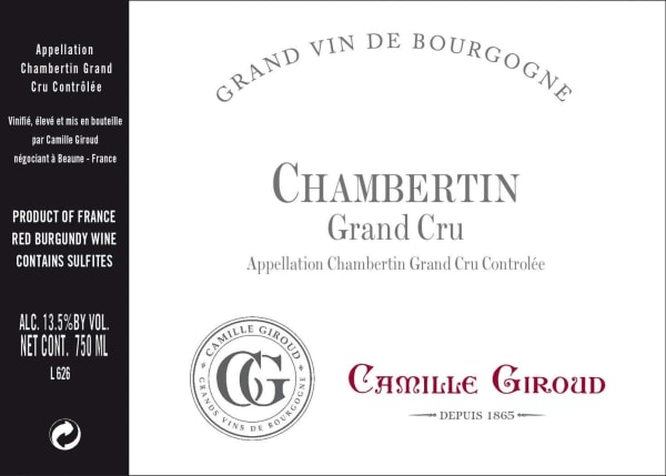 Rượu vang đỏ Camille Giroud Chambertin Grand Cru 2011