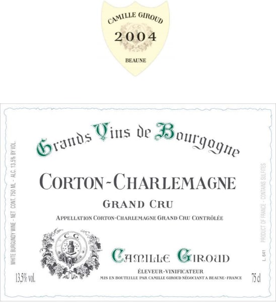 Rượu vang trằng Camille Giroud Corton Charlemagne Grand Cru 2004