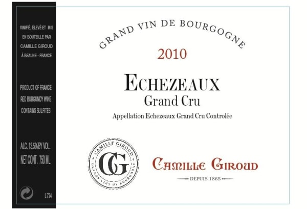 Rượu vang đỏ Camille Giroud Echezeaux Grand Cru 2010