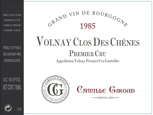 Rượu vang đỏ Camille Giroud Volnay Clos Des Chenes 1985