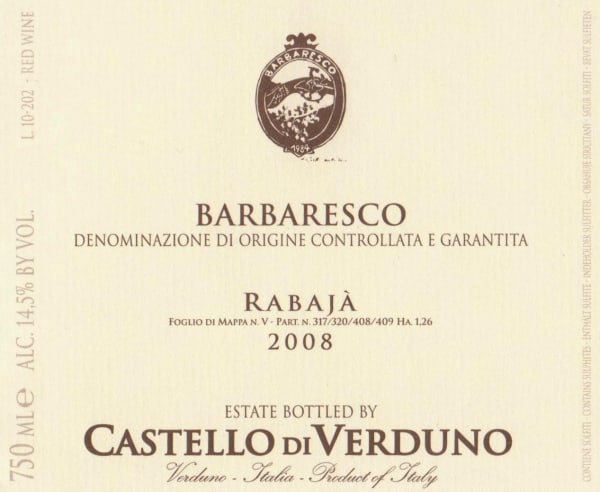 Rượu vang đỏ Castello di Verduno Barbaresco Rabaja (3 lít) 2008