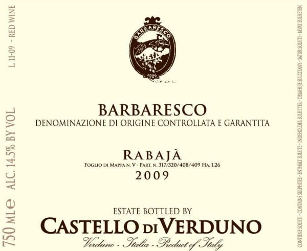 Rượu vang đỏ Castello di Verduno Barbaresco Rabaja (3 lít) 2009