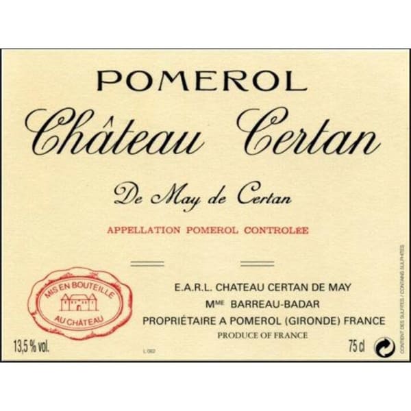Rượu vang đỏ Chateau Certan de May 1982