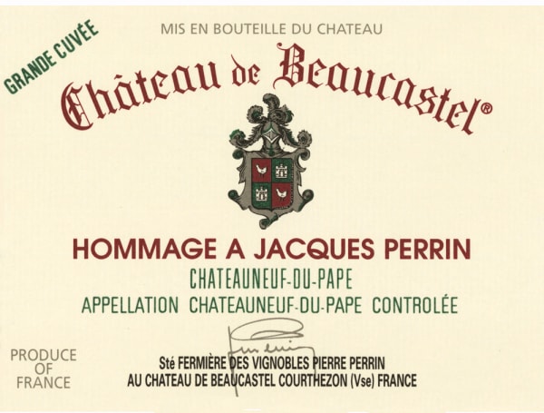Rượu vang đỏ Chateau de Beaucastel Hommage Jacques Perrin Chateauneuf-du-Pape (1.5 Liter - signs of seepage) 1990