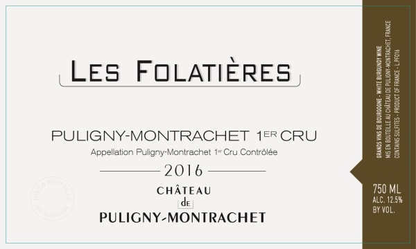 Rượu vang trằng Chateau de Puligny-Montrachet Puligny-Montrachet Les Folatieres Premier Cru 2015