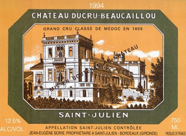 Rượu vang đỏ Chateau Ducru-Beaucaillou (chai Magnum 1,5 lít) 1994