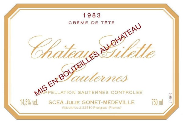 Rượu vang trằng Chateau Gilette Creme de Tete Sauternes 1983