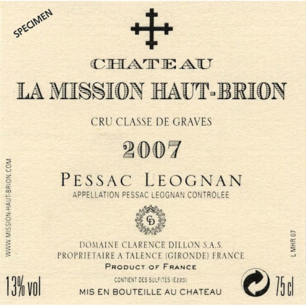 Rượu vang đỏ Chateau La Mission Haut-Brion 2007