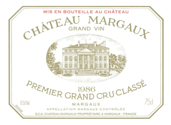 Rượu vang đỏ Chateau Margaux (bin soiled label) 1986